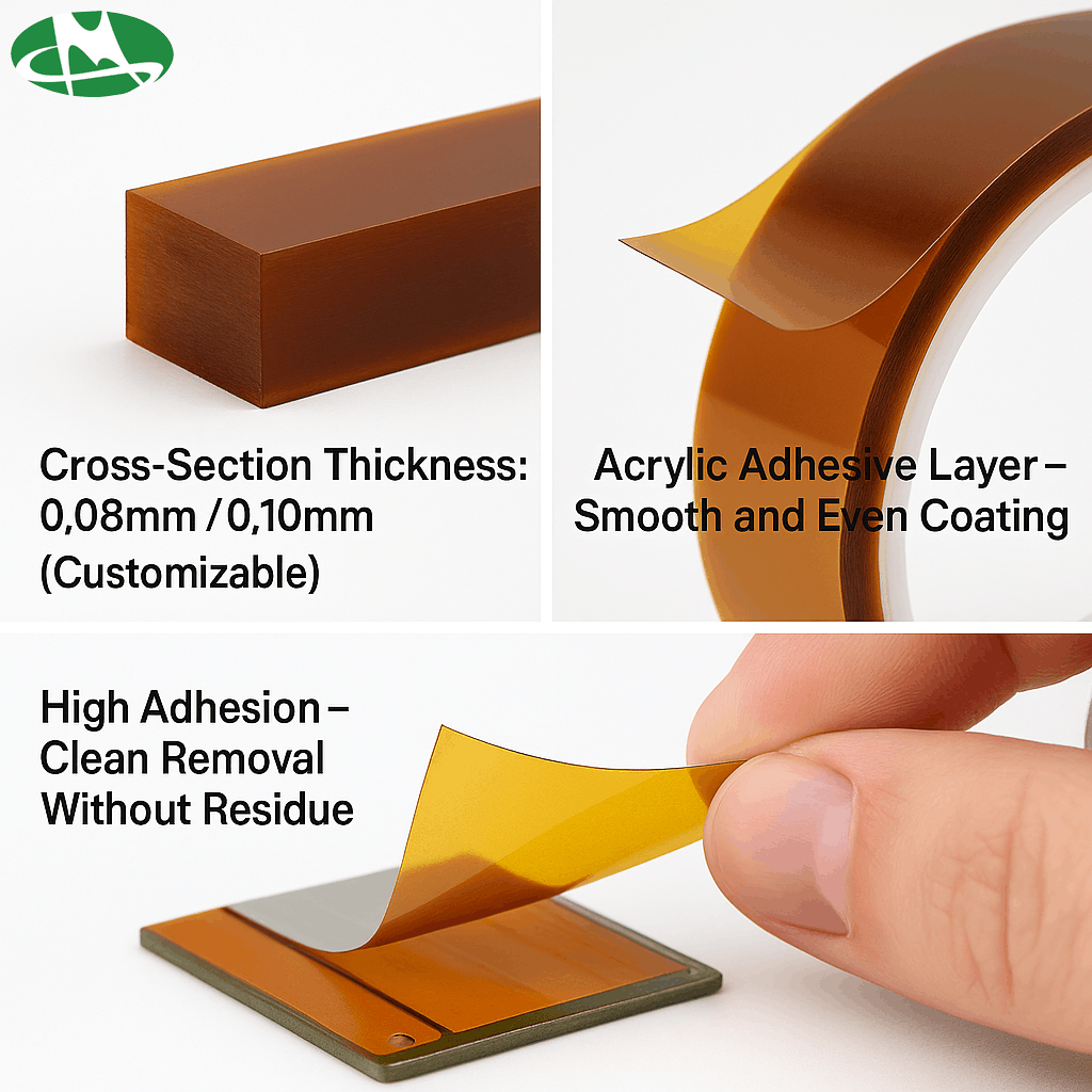 Silicone adhesive polyimide tape roll for high-temperature insulation and PCB masking